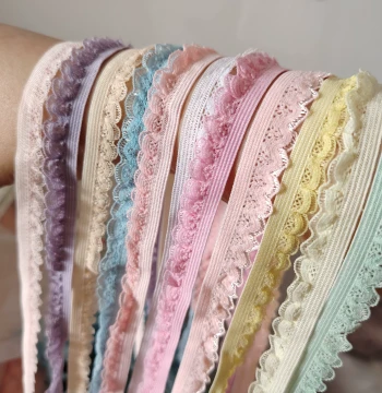 2 Meters Gentle Light Color Elastic Aesthetic Shell Elastic Wood Ear Lace Lingerie Fishnet Trim Hair Accessories with Lace