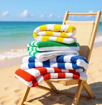 100% Cotton Beach Towel Absorbent Bath Towel for Men and Women Seaside Swimming Towel Cross-Border Export Extra Large Colorful Stripes Outdoor Lounge Chair