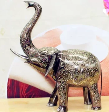 Pakistani Handicraft Copperware, Copper Carved Animal, 24-inch Lucky Elephant, Housewarming and Business Opening Gift BT427