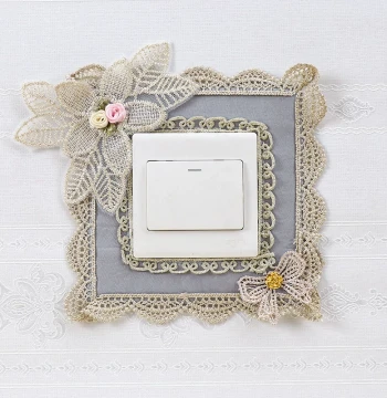New European Country Style Switch Cover - Fabric Lace Trim 3D Socket Wall Sticker, Creative Personalized Decor