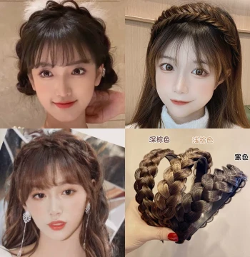 Siniyield Fishbone Braid Wig Headband, Braided Hair Accessory, All-in-One Hair Bundle Pressure Headband for Women, New Style
