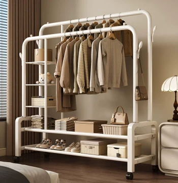 Floor Standing Drying Rack Bedroom Coat Rack Household Indoor Hanging Rack Balcony Clothes Drying Rack Rental Room Simple Clothes Pole