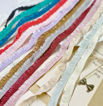 1cm Ruffled Elastic Band Sold by 3 Meters - Shirred Lace Trim for DIY Doll Clothes, Baby Hair Ties, Kids' Shoes & Socks