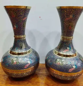 Hand-Carved Vase, Pakistani Copper Vase, Handmade Copper Ornament, Pair Price