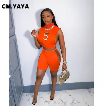 CM.YAYA Elegant Active Women Two 2 Piece Set Outfits 2022 Su