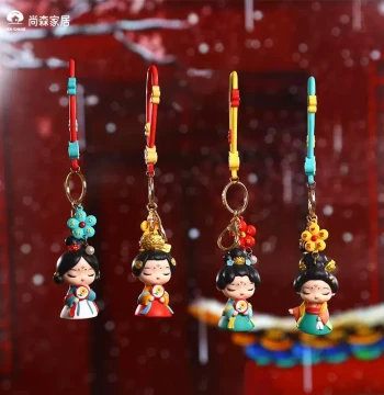 Tang Dynasty Lady Keychain Chain Chinese Style Accessory Personal Gift Xi'an Tourism Tang Festival Gift Soft Rubber Pendant