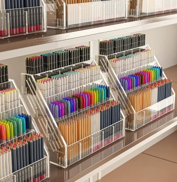Pen Rack Desktop Large Capacity Watercolor Pencil Brush Acrylic Compartment Stationery Store Shelf Marker Storage Box