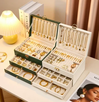 Luxury Jewelry Box for Stud Earrings, Hoops, Necklaces, and Rings: High-End Exquisite Large Capacity Storage for Gold & Gems