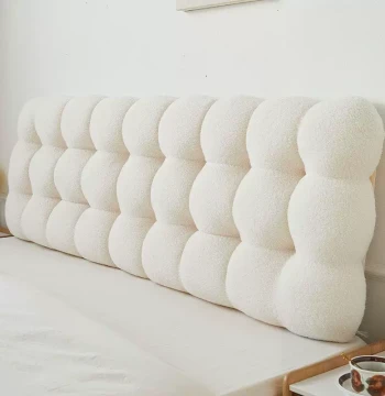 Small Snowball Headboard Soft Upholstered Backrest Pad - Tatami Thickened Cushion for Headboard-Less Beds, Cream Style New Bedroom Large Pillow