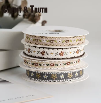 Pastoral American Style Decorative Lace DIY Handmade Ribbon Country Gift Bows Garment Trim Strawberry Embroidery