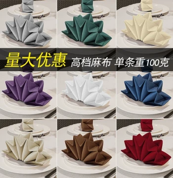 Premium Cotton-Linen Napkins for Hotels - Elegant Table Setting, Flower Folding Cloth for Banquets and Western Dining
