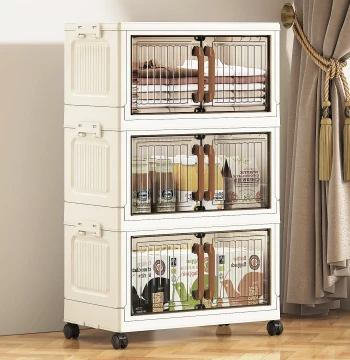 [Cat Exclusive] No-Assembly Storage Cabinet, Plastic Foldable Kids Wardrobe for Home Bedroom