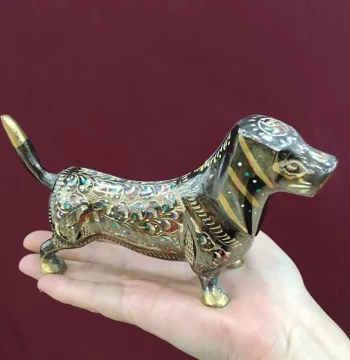 Brass Dog Figurine, Birthday Gift for Dog Owners, Chinese Zodiac Dog, Pakistani Copperware Ornament