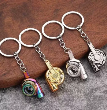 New Direct-Sale Creative Gift: Car Modification Accessory Turbocharger Metal Keychain with Waist Clip for Advertising