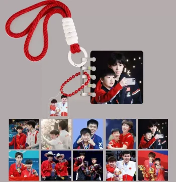 Sha Tou Sun Yingsha Wang Chuqin Celebrity Merchandise Acrylic Comic Album Pendant Color-Block Lanyard Bag Ornament