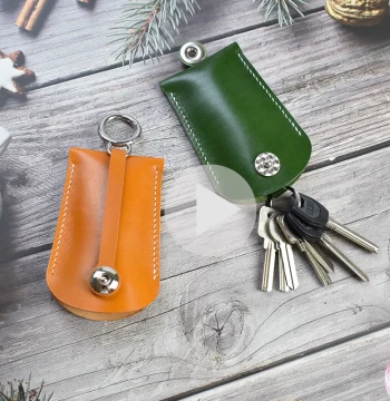 Pull-Style Full-Grain Vegetable-Tanned Leather Key Holder - Handcrafted Creative Home Key Organizer