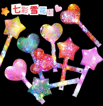 Five-Pointed Star Glow Stick, Starry Light-Up Snowflake and Heart Fluorescent Sticks, Concert and Bar Vendor Props for Kids' Atmosphere