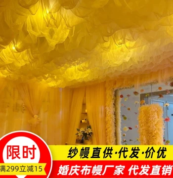 Ceiling Chiffon Drapes for Beauty Salons and Weddings; Dense Cloud Mesh Canopy for Private Room Ceiling Decoration