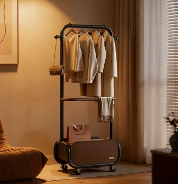[15% National Subsidy] Freestanding Clothes Rack, Mobile Bedroom Laundry Stand, Secondary Clean Garment Organizer