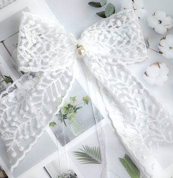 Pair of Lace Bow Curtain Tiebacks - French Style Sheer Curtain Holdback Ropes with Handmade Aesthetic Decor