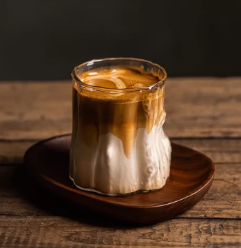 Dirty Coffee Cup, Iced Americano, Retro Japanese High Borosilicate Transparent Glass Cup for Latte, Niche Premium Style