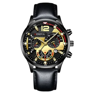 Casual Hot Seller Men's Watch Fashion Calendar Six-Hand Leather Strap Quartz Watch Men's Sports Luminous Wristwatch Trendy