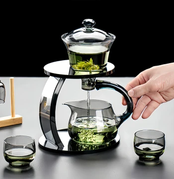Semi-Automatic Glass Tea Set with Induction Teapot for Easy Home Brewing