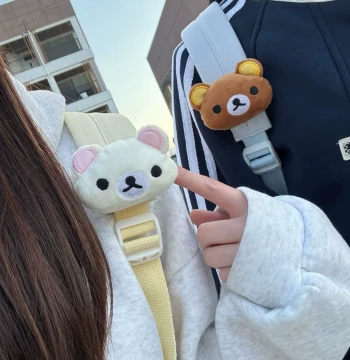 Cute Rilakkuma Plush Backpack Charm, Small Bear Doll Bag Accessory, Perfect Gift for Best Friends