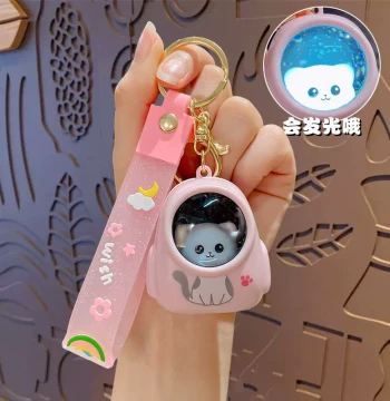Cute Cartoon Glowing Ambient Light Bear Night Light Keychain for Bags and Cars - Creative Gift