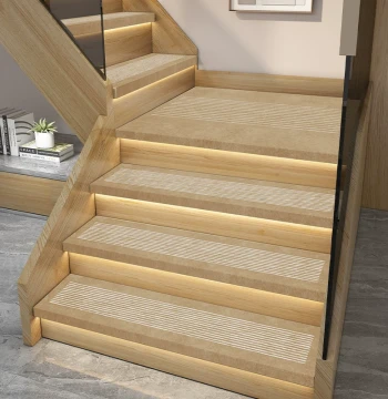 Stair Tread Mats, Glue-Free Self-Adhesive Washable PVC Solid Wood Stair Protectors, Indoor Non-Slip Step Carpet Stickers