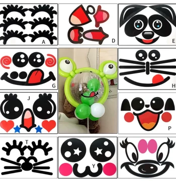 Balloon Emoji Stickers Bobo Ball Accessories 18-inch Animal Large Cartoon Eyebrows Doraemon Panda Strip Stickers