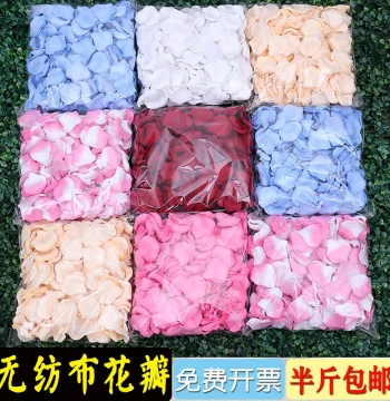 Artificial Wedding Rose Petals: Non-Woven Silk Flowers for Wedding, Birthday, Stage, and Proposal Decorations, Hand-Tossed Gold and Silver Petals
