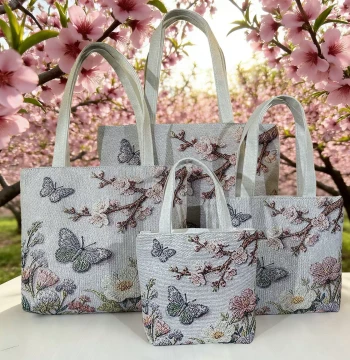 Fashionable Double-Sided Gold Thread Jacquard Embroidered Canvas Tote Bag, Shoulder Bag, Casual Artistic Student Commuter Bag