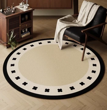 Loop Pile Carpet French Round Study Swivel Chair Rocking Chair Pad Living Room Bedroom Bedside Rug High-End Feel Sofa Coffee Table Rug
