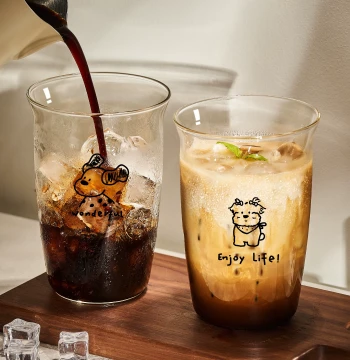 GIANXI High-Aesthetic Coffee Cups for Women, Latte Cups, Heat-Resistant High Borosilicate Glass Water Cups