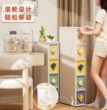 XiuChuan Rainbow Slim Gap Drawer Cabinet - Mobile Narrow Storage Unit for Bathroom, Bedroom or Kitchen with Wheels