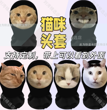 Cat Meme Headgear Rat Huh Party Team Building Prank Funny Mask Abstract Pet Mao Die Cat Emoji