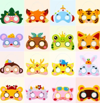 Kindergarten Non-Woven Fabric DIY Animal Masks: 12 Chinese Zodiac Signs for Kids' Crafts, Costumes, and Performance Props