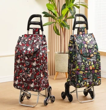 Human Vegetable Cart Small Pull Cart Household Portable Supermarket Shopping Stair Climbing Rod Foldable Old Buyer Lightweight Push Trolley