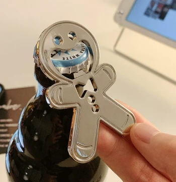 Creative Gingerbread Man Bottle Opener - Stainless Steel Red Wine & Beer Opener, Soda Cap Remover, Magnetic Fridge Magnet, Viral Trend Item