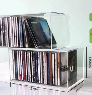 Transparent Acrylic CD Storage Box for Dorm Desk - Large Capacity Dust-Proof Organizer for Albums and Discs (Lidless)