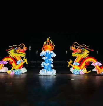 Dragon Year Lanterns in Stock Spring Festival Lantern Fair Double Dragons Playing with Pearl Shape Square Night Lighting New Year Light Show Glowing
