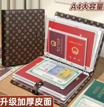 Thickened Leather Card Holder ID Organizer Baby Birth Certificate Family Record Book Multi-functional Ultra-Large Capacity