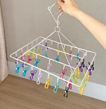 Household Multi-Clip Clothes Hanger, Outdoor Windproof and Sun-Resistant Clip for Underwear and Socks, Essential for Dorm Rooms, Stylish Design