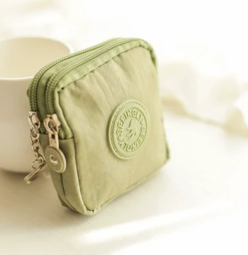 Portable Compact Double-Zip Card Holder - Sanitary Napkin Case, Small Cosmetic Bag, Storage Pouch, Coin Purse with Zipper
