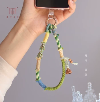 Good Luck Continuous Tibetan Style Color-Block Phone Lanyard Hand-Woven Original Wrist Strap Anti-Loss Band for Bags and Cameras