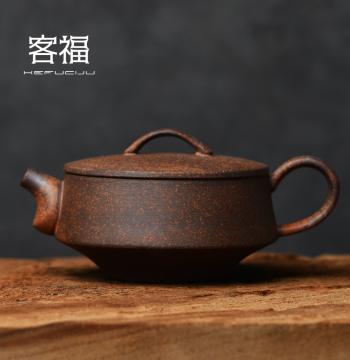 Kefu Coarse Pottery Teapot Large Mouth Hanwa Pot Home Brewing Single Pot Retro Chinese Handmade Tea Set Iron Core Seasonable Pot
