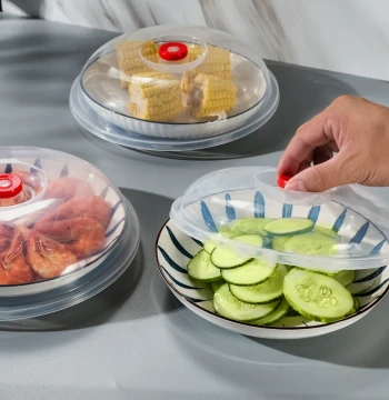 Food-Grade Insulated Microwave Cover - Heat-Resistant Round Splash-Proof Lid for Dishes and Bowls