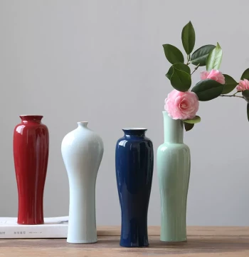 Imitation Song Dynasty Scholar Flower Vessel New Chinese Style Ceramic Vase Tea Table Flower Arrangement Living Room Decor Ornament