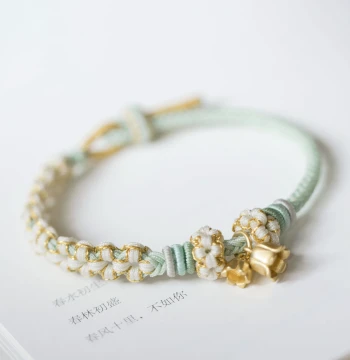 Lily of the Valley Bracelet DIY Material Kit Hand-Woven Braided Bracelet Peach Blossom Weaving Ins Style Gift for Girlfriend Couples